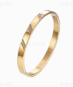 6MM Flat Stainless Steel Zircon Bangle for Women Men