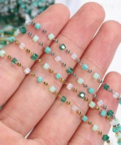 Crystal Square Beads Chain For Bracelet Necklace Anklets