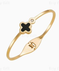 Clover Bangle Mother Of Pearl Stainless Steel Friend Gift Her