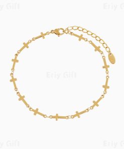 Cross Chain Bracelet Gold Sliver Dainty Minimalis Handmade Anklet Chain