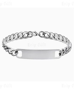 Cuban Bracelets Gold Sliver Personalized Name Engraved Exquisite Gifts