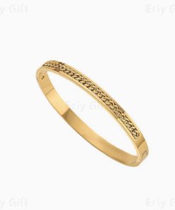 Cuban Curb Chain Bangle Gold Sliver Unisex Anniversary Gift