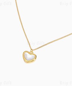 Mother of Pearl Heart Pendant Necklace Delicate Jewelry For Women
