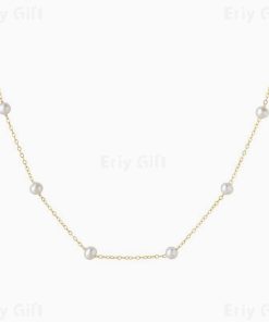 Satellite Pearl Necklace Gold Plated Elegant Jewelry