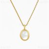 White Natural Agate Pendant Necklace 18K Gold Plated Delicate