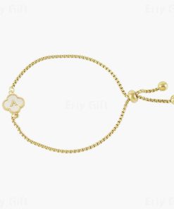 Four Leaf Clover Initial Bracelet Lucky Charm Bridesmaid Jewelry