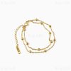 Gold Double Layer Bead Bracelet Sliver Chain Gift For Her