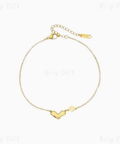 Gold Heart Bracelet Dainty Anklet Chain Good Luck Travel Present