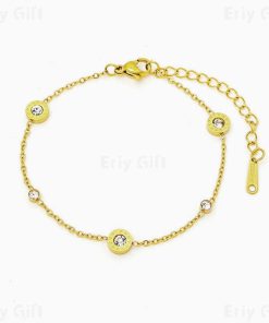 Gold Roman Numeral Zircon Bracelet Dainty Gift