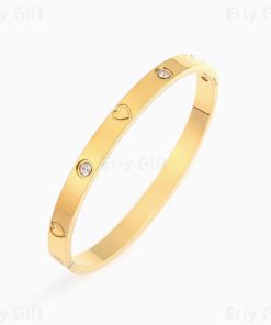 Heart Shaped Carving Bracelet Sparkly Zircon Minimalist Jewelry