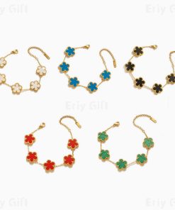 Multi Color Clover Bracelet Good Luck Charms Gift For Her