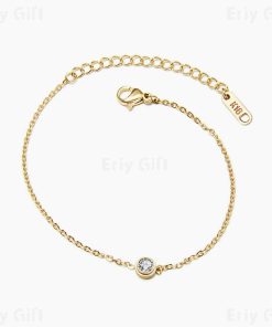 Round Zircon Chain Bracelet Gold Sliver Dainty Gift