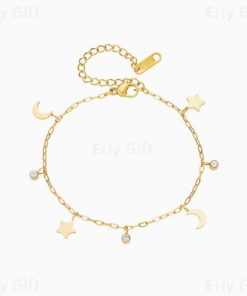 Star Moon Pedant Bracelet Zircon Anklet Gifts For Her
