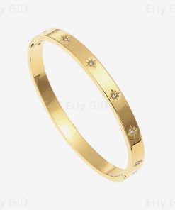 Tiny Zircon Bracelets Stainless Steel Bangles for Women
