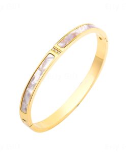 White Shell Cuff Bangle Zircon Inlaid Gift For Her