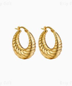 Chunky Croissant Hoop Earrings Retro Everyday Jewellery