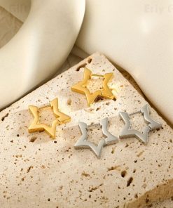 Chunky Stars Hoops Earrings Everyday Jewelry Christmas Gift
