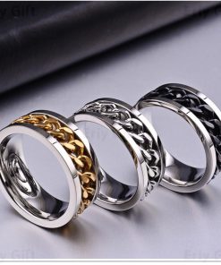 Cuban Chain Inlay Ring Polishing Stainless Steel Christmas Gift