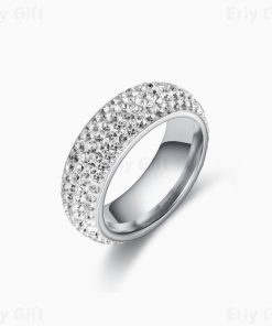 Eternity Band Ring 5 Row Cubic Zirconia Unisex Gift