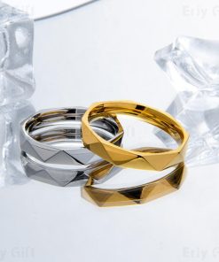 Geometric Rhomboid  Design Ring Stainless Steel Jewelry Unisex Gift