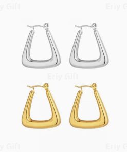 Geometric Square Hoop Earrings Minimalist Vintage Jewellry