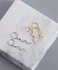 Gold Sliver Snake Hoop Earrings Charm Vintage Jewellery