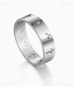 Hollow Engraved  Christian Cross Ring Unisex Minimalist Jewellery