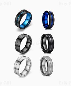 Mens Band Spinner Ring Personalised Engraved Unisex Everyday Jewelry