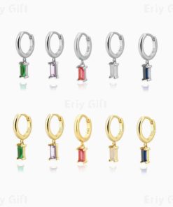 Multi Color Cubic Zircon Pendant Hoop Earrings Valentines Gift