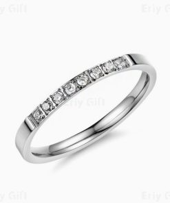Pave Zircon Ring Gold Sliver Stainless Steel Jewelry