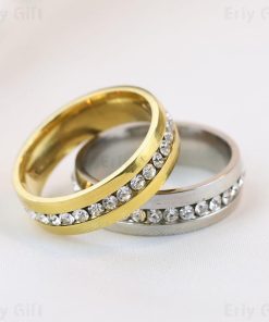 Pinched Zircon Design Ring Unisex Jewelry Couple Gift