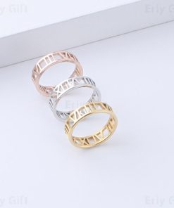 Roman Numeral Hollow Ring Personalized Jewelry Wife Gift