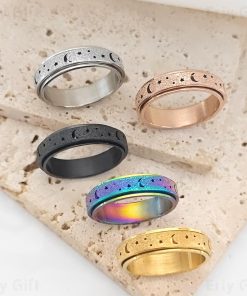 Star Moon Matte Spinner  Meditation Ring Gift For Her