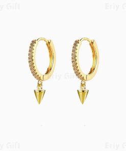 Tiny Cone Spike Big Hoop Earrings Insert Zircon Unisex Jewellery