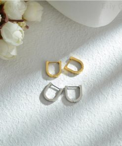 Trapezoid Hoop Earring Stainless Steel Everyday Jewelry