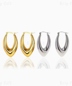 U Shaped Flat Hoop Earrings Vintage Gift For Her