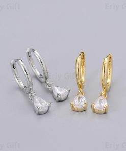Waterdrop Zircon Pendant Hoop Earrings Valentine's Day Gift