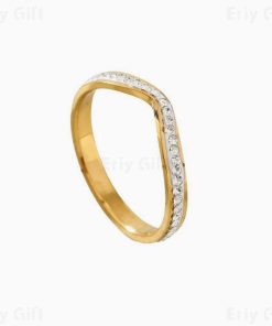 Zircon Chevron Ring Thin Gold Minimalist Stacking Jewellery