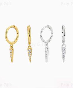 Zircon Cone Spike Hoop Earrings Unisex Jewellery