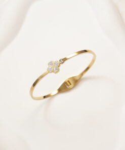 Flexible Diamond Love Four-Leaf Clover Bangle