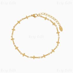 Cross Chain Bracelet Gold Sliver Dainty Minimalis Handmade Anklet Chain