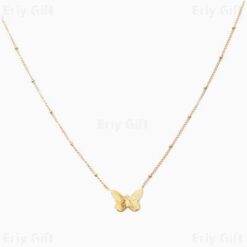 Gold Beads Chain Butterfly  Pendant Necklace Animal Dainty Gift