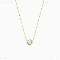 Single Zircon Pendant Necklace 18K Plated Chain Women's Collar Necklace - Eriy Gift
