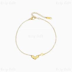 Gold Heart Bracelet Dainty Anklet Chain Good Luck Travel Present