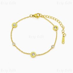 Gold Roman Numeral Zircon Bracelet Dainty Gift