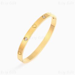 Heart Shaped Carving Bracelet Sparkly Zircon Minimalist Jewelry