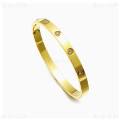 Inset Zircon Bangle Bracelets Gold Sliver Classic Waterproof Tarnish Resistant
