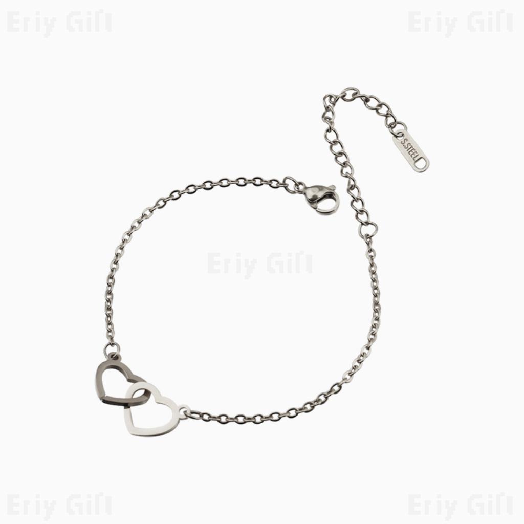 Interlocking Heart Bracelet Adjustable Stainless Steel Personalized Gift_1 - Eriy Gift