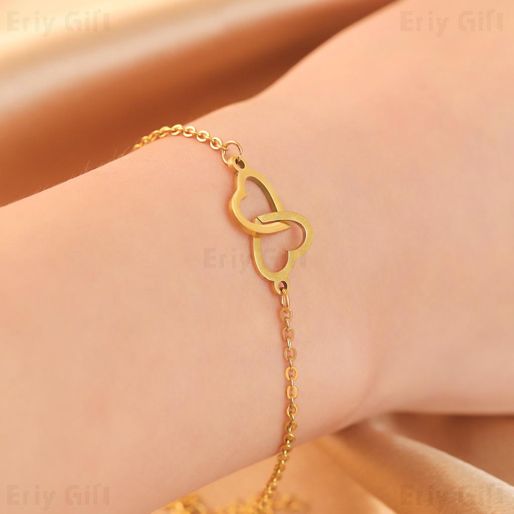 Interlocking Heart Bracelet Adjustable Stainless Steel Personalized Gift_4 - Eriy Gift