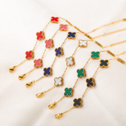 Multi Color Clover Bracelet Good Luck Charms Gift For Her